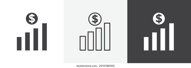 Sales growth icon vector set for ui designs