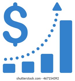 Sales Growth icon. Vector style is flat iconic symbol with rounded angles, cobalt color, white background.