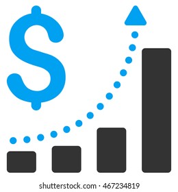 Sales Growth icon. Vector style is bicolor flat iconic symbol with rounded angles, blue and gray colors, white background.