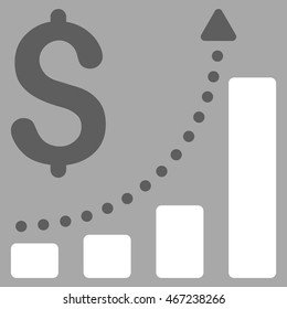 Sales Growth icon. Vector style is bicolor flat iconic symbol with rounded angles, dark gray and white colors, silver background.