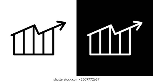Sales growth icons vector set in stroke line style