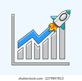 Sales growth rocket chart. Business financial start up growth success concept