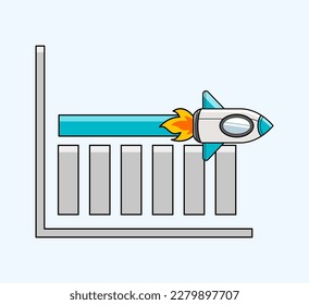 Sales growth stable rocket chart. Business financial start up growth success concept