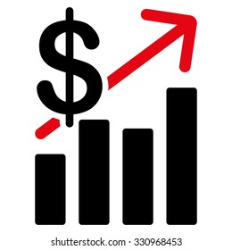 Sales Growth vector icon. Style is flat symbol, rounded angles, white background.