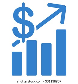 Sales Growth vector icon. Style is flat cobalt symbol, rounded angles, white background.