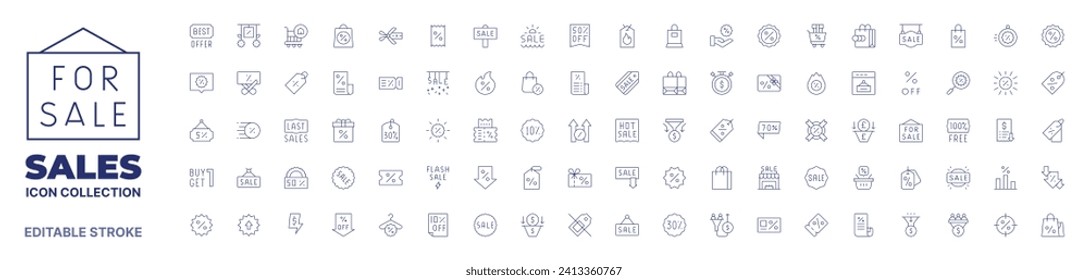 Sales icon collection. Thin line icon. Editable stroke. Editable stroke. Sales icons for web and mobile app.