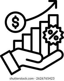 Ilustración vectorial de línea de icono de ventas