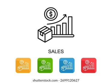 Icono de ventas Ilustración vectorial multicolor