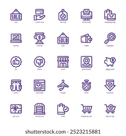Pacote de ícones de vendas para seu site, celular, apresentação e design de logotipo. Design de gradiente de linha básico do ícone de vendas. Ilustração de gráficos vetoriais e traçado editável.