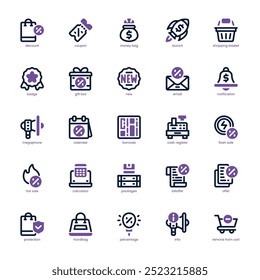 Pacote de ícones de vendas para seu site, celular, apresentação e design de logotipo. Ícone de vendas de design de tom duplo. Ilustração de gráficos vetoriais e traçado editável.