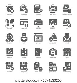 Sales Icon pack for your website, mobile, presentation, and logo design. Sales Icon solid design. Vector graphics illustration and editable stroke.