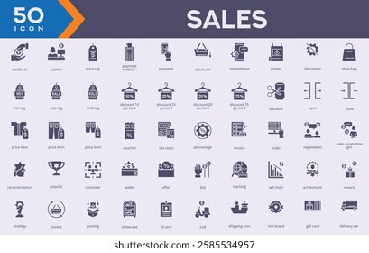 Sales icon set vector image in glyph style,
Sales set of Web icons in glyph style,
Sales icon for Web and glyph app
