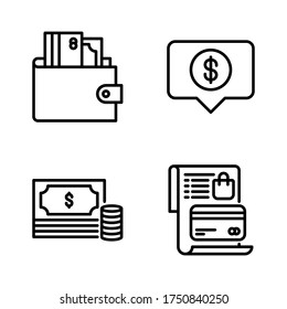 Sales icon set = wallet, dollar symbol, money, shopping list