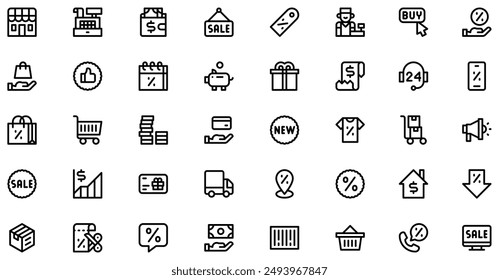 Sales icons collection is a vector illustration with editable stroke, offering versatility and customization. Perfect for various design needs, it includes high-quality graphics 