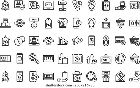 Sales icons collection is a vector illustration with editable stroke.