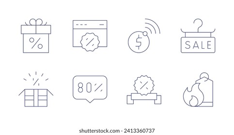 Sales icons. Editable stroke. Containing gift, web, percent, sale, sales, hotsale.