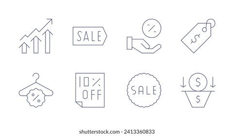 Sales icons. Editable stroke. Containing sale, sales, discount, pricetag, salespipeline.