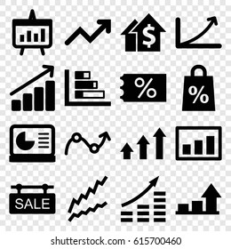 Sales icons set. set of 16 sales filled icons such as sale tag, graph, chart, chart on display, shopping sale, ticket on sale, money growth