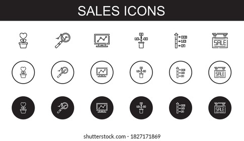 sales icons set. Collection of sales with growth, analytics, sale. Editable and scalable sales icons.