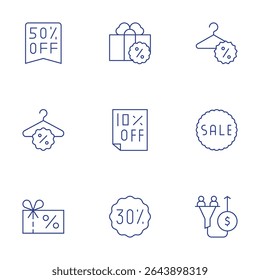 Sales icons set. Thin Line style, editable stroke. present, voucher, sale, sales, percent, Frame, salespipeline.