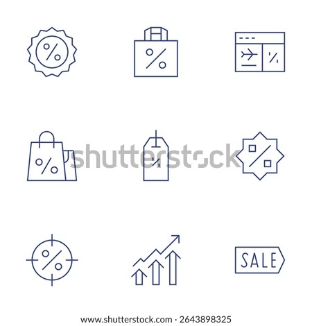 Sales icons set. Thin Line style, editable stroke. paperbag, pricetag, sales, sale, offer, target, shoppingbag.