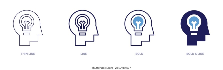 Icono de idea de ventas en 4 estilos diferentes. Línea delgada, línea, negrita y línea negrita. Estilo duotono. Trazo editable.