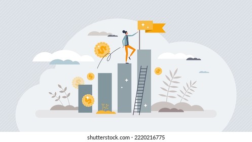 Sales Incentive And Financial Commission As Motivation Tiny Person Concept. Salesman Profit For Job Performance As Salary Vector Illustration. Work Reward And Successful Monthly Target Compensation.