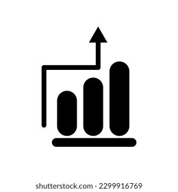 Sales increase bar graph silhouette icon. Vector.