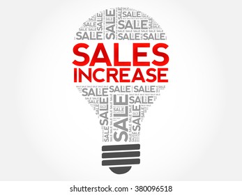 Sales Increase bulb word cloud, business concept background
