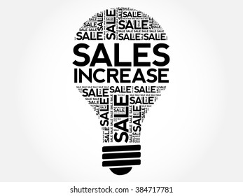 Sales Increase bulb word cloud, business concept background