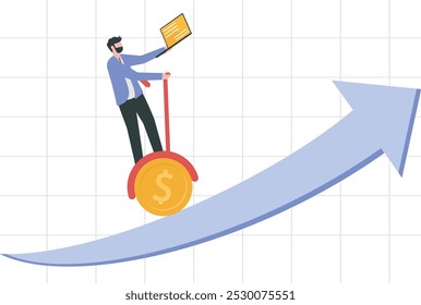 Aumento de las ventas, crecimiento de la inversión o aumento de ganancias y ganancias, aumento de salarios o ingresos, concepto de prosperidad financiera,

