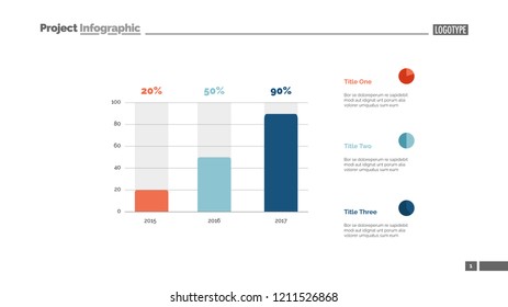 Sales increasing chart slide template. Business data. Graph, diagram. Creative concept for infographic, templates, presentation, report. Can be used for topics like development, research, progress