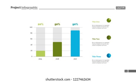 Sales increasing chart slide template. Business data. Graph, diagram. Creative concept for infographic, templates, presentation, report. Can be used for topics like development, research, progress