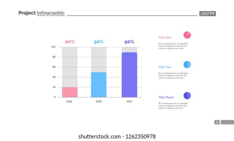 Sales increasing chart slide template. Business data. Graph, diagram. Creative concept for infographic, templates, presentation, report. Can be used for topics like development, research, progress