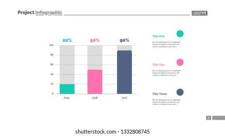 Sales increasing chart slide template. Business data. Graph, diagram. Creative concept for infographic, templates, presentation, report. Can be used for topics like development, research, progress