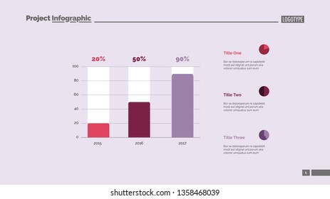 Sales increasing chart slide template. Business data. Graph, diagram. Creative concept for infographic, templates, presentation, report. Can be used for topics like development, research, progress