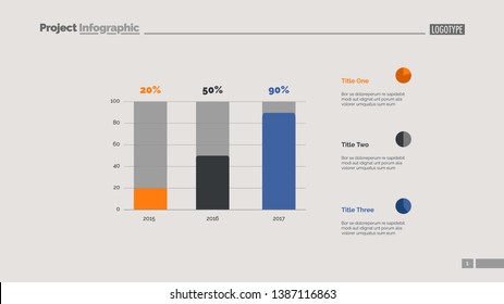 Sales increasing chart slide template. Business data. Graph, diagram. Creative concept for infographic, templates, presentation, report. Can be used for topics like development, research, progress