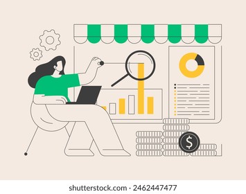 Sales index abstract concept vector illustration. Calculation and formula, profit analysis, income growth, retail sales index, compare periods, business statistics, performance abstract metaphor.