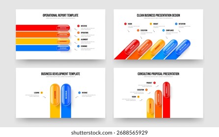 Sales Insight 4 5 2 3 Opção Conjunto De Modelos De Slides Infográficos. Investor Solution Four Five Two Three Step Diagram Frame Design Vetor Illustration Bundle (Pacote de ilustração vetorial de design de estrutura de diagrama em três etapas).