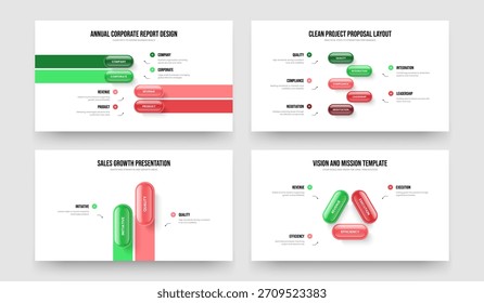 Sales Introduction Four Five Two Three Step Infographic Frame Layout Vector Illustration Set. Corporate Planning 4 5 2 3 Element Diagram Presentation Template Bundle.