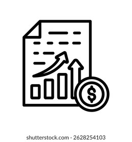 Sales Invoice Vector Lineal Icon On White Background.