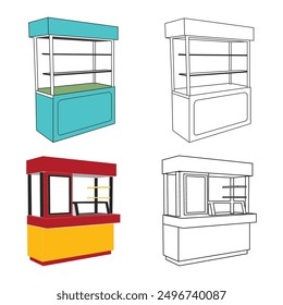 Ilustración vectorial de diseño de quiosco de ventas 