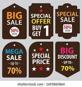 Colección de etiquetas de ventas. Bonitos gráficos vectoriales para promociones de ventas, cupones de descuento, tiendas en línea, etc.