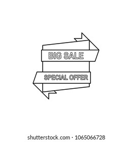 sales label on a ribbon icon. Element of sale signs for mobile concept and web apps. Thin line  icon for website design and development, app development. Premium icon on white background