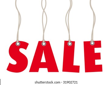 Sales labels in red made of text in vector