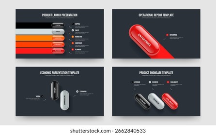 Sales Launch 5 1 2 3 Option Infographic Frame Layout Set. Modern Performance Five One Two Three Element Diagram Slideshow Design Vector Illustration Collection.