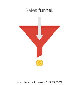 Sales lead funnel flat icon with arrows for presentation apps and websites