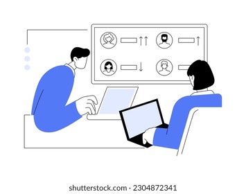 Sales leaderboard abstract concept vector illustration. Control of sales of employees using software and modern technologies, human resources, headhunting agency, pursue career abstract metaphor.
