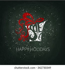 Sales lettering on the chalkboard. Gifts. Colored chalk. The image can be used as a greeting card, background, invitations, flyers, promotions, sticker
