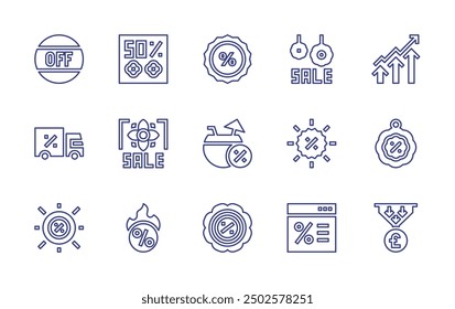 Sales line icon set. Editable stroke. Vector illustration. Containing salespipeline, sale, sales, spring, coconutdrink, blackfriday, discount, halfprice.